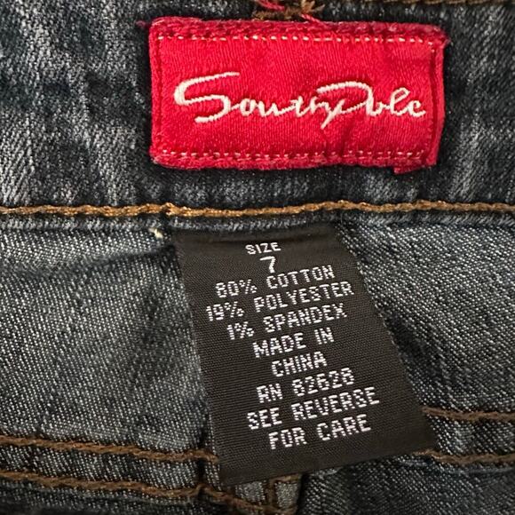 Southpole Womens Flare Jeans‎ Cargo Pockets Denim Stretch Dark Wash Blue Size 7 - Picture 8 of 16